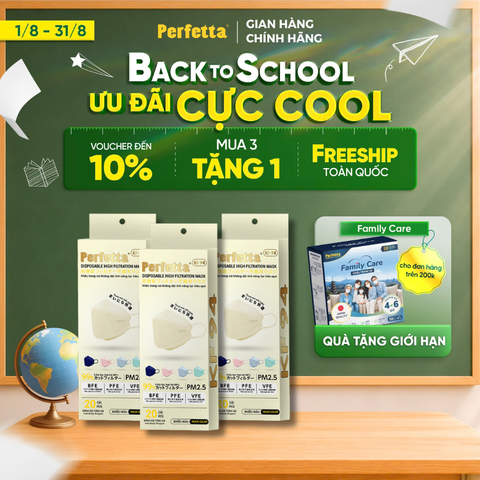 [Mua 3 Tặng 1] Combo 3 Hộp Khẩu Trang Cao Cấp 4D Perfetta KF94 Mềm Mịn, Chống Mờ Kính, Êm Tai, Thời Trang Hàn Quốc (20 Cái/Hộp)