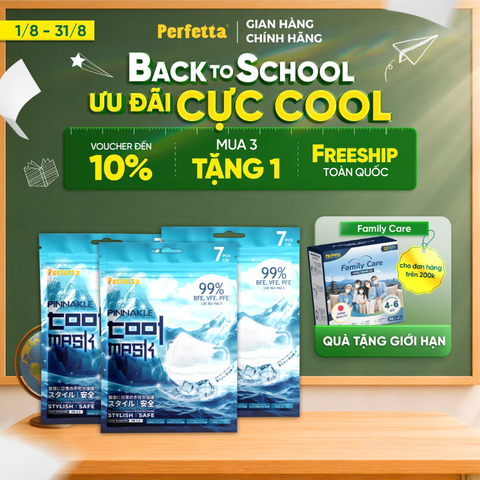 [Mua 3 Tặng 1] Combo 3 Gói Khẩu Trang Cao Cấp Perfetta Pinnakle Cool Mask Mát Lạnh, Thoáng Mát, Ôm Vừa Vặn, Êm Tai (7 Cái/Gói)