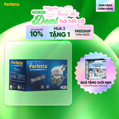 Khẩu trang y tế than hoạt tính Perfetta Carbon 4 lớp , ngăn khói bụi, vi khuẩn, khử mùi, êm tai (40 Cái/Hộp)