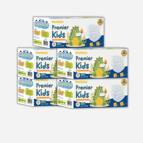 [Mua 5 Tặng 5] Combo 5 Hộp Khẩu Trang Y Tế Trẻ Em Perfetta Premier Kids 3 Lớp, Mềm Mại, Dễ Thở, Êm Tai, Kháng Khuẩn (30 Cái/Hộp)
