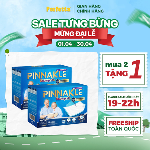 [2 tặng 1] - Tấm Đệm Lót Pinnakle Moderate, Siêu Thấm Hút, Chống Trào Ngược, Khử Mùi Tối Ưu (7 miếng/hộp)