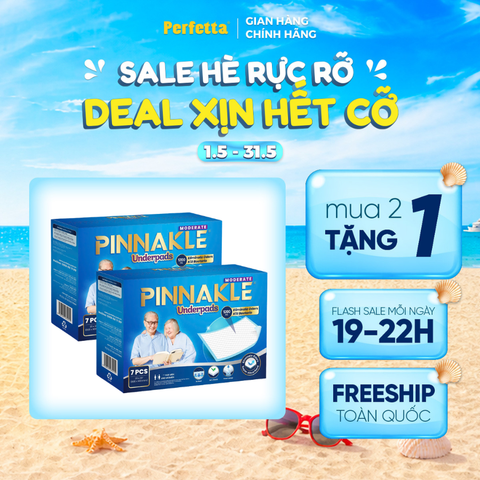 [2 tặng 1] - Tấm Đệm Lót Pinnakle Moderate, Siêu Thấm Hút, Chống Trào Ngược, Khử Mùi Tối Ưu (7 miếng/hộp)