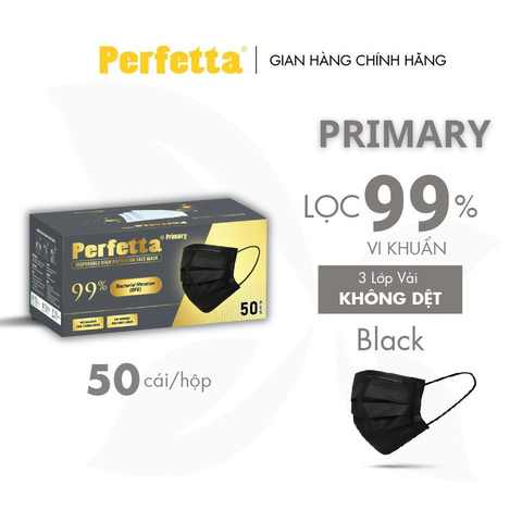 Khẩu Trang Y Tế Perfetta Primary 50 Cái/Hộp - 3 Lớp Siêu Mềm Mịn, Vừa Sống Mũi