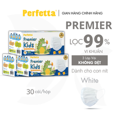 [Mua 3 Tặng 3] Combo 3 Hộp Khẩu Trang Y Tế Trẻ Em Perfetta Premier Kids 3 LớP, Mềm Mại, Dễ Thở, Êm Tai, Kháng Khuẩn (30 Cái/Hộp)