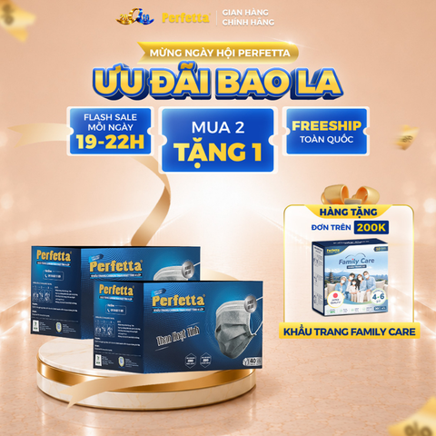 [Mua 2 Tặng 1] Combo 2 Hộp Khẩu trang y tế than hoạt tính Perfetta Carbon 4 lớp , ngăn khói bụi, vi khuẩn, khử mùi, êm tai (40 Cái/Hộp)