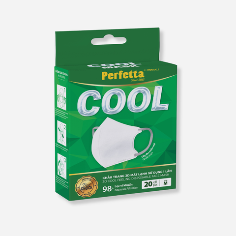 Hộp Khẩu Trang Cao Cấp Perfetta Pinnakle Cool Mask Mát Lạnh, Thoáng Mát, Ôm Vừa Vặn, Êm Tai (20 Cái/Hộp)