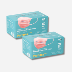 [Mua 2 Tặng 1] Combo 2 Khẩu Trang Y Tế Cao Cấp Perfetta Premium Cu+ 3 lớp, Kháng Khuẩn Nano Đồng, 2 Thanh Nẹp Thông Thoáng (40 cái/hộp)