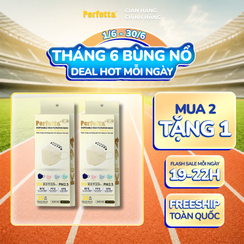[Mua 2 Tặng 1] Combo 2 Khẩu Trang Cao Cấp 4D Perfetta KF94 Mềm Mịn, Chống Mờ Kính, Êm Tai, Thời Trang Hàn Quốc (20 Cái/Hộp)