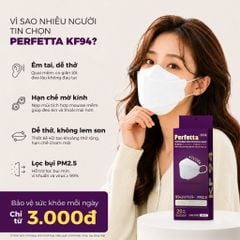 [Mua 3 Tặng 1] Combo 3 Hộp Khẩu Trang Cao Cấp 4D Perfetta KF94 Mềm Mịn, Chống Mờ Kính, Êm Tai, Thời Trang Hàn Quốc (20 Cái/Hộp)