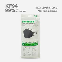 Gói khẩu trang cao cấp 4D Perfetta KF94 mềm mịn, chống mờ kính, êm tai, thời trang Hàn Quốc (7 Cái/Gói)