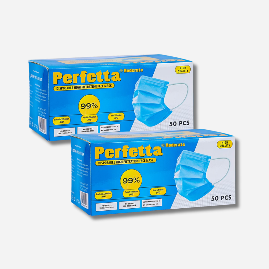 [Mua 2 Tặng 1] Combo 2 Khẩu Trang Y Tế Perfetta Moderate 3 Lớp, Dễ Thở, Mềm Mại, Êm Tai (50 Cái/Hộp)