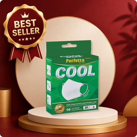 Hộp Khẩu Trang Cao Cấp Perfetta Pinnakle Cool Mask Mát Lạnh, Thoáng Mát, Ôm Vừa Vặn, Êm Tai (20 Cái/Hộp)
