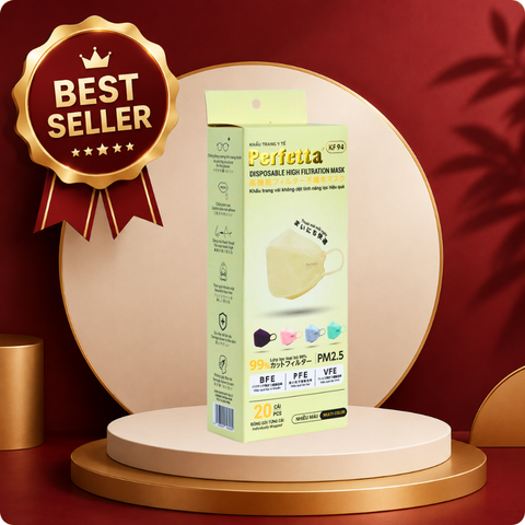 Khẩu trang cao cấp 4D Perfetta KF94 mềm mịn, chống mờ kính, êm tai, thời trang Hàn Quốc (20 Cái/Hộp)