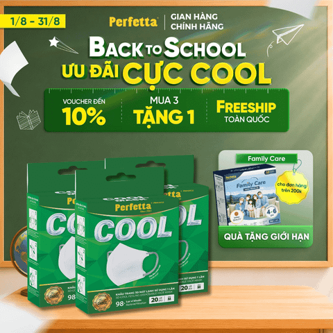 [Mua 3 Tặng 1] Combo 3 Hộp Khẩu Trang Cao Cấp Perfetta Pinnakle Cool Mask Mát Lạnh, Thoáng Mát, Ôm Vừa Vặn, Êm Tai (20 Cái/Hộp)