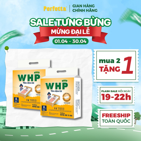 [2 Tặng 1] - Tấm Đệm Lót WHP Underpad Size 80x90 cm (8 miếng/túi)