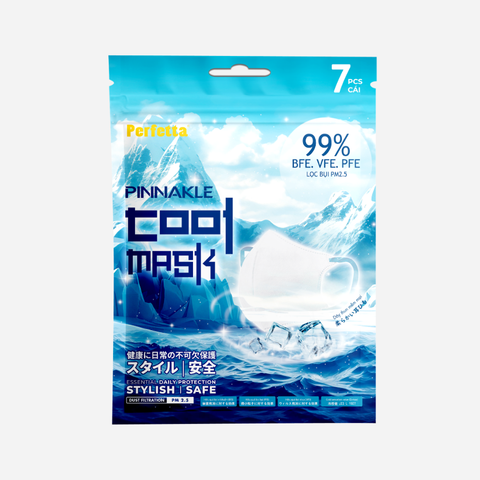 Gói Khẩu Trang Cao Cấp Perfetta Pinnakle Cool Mask Mát Lạnh, Thoáng Mát, Ôm Vừa Vặn, Êm Tai (7 Cái/Gói)