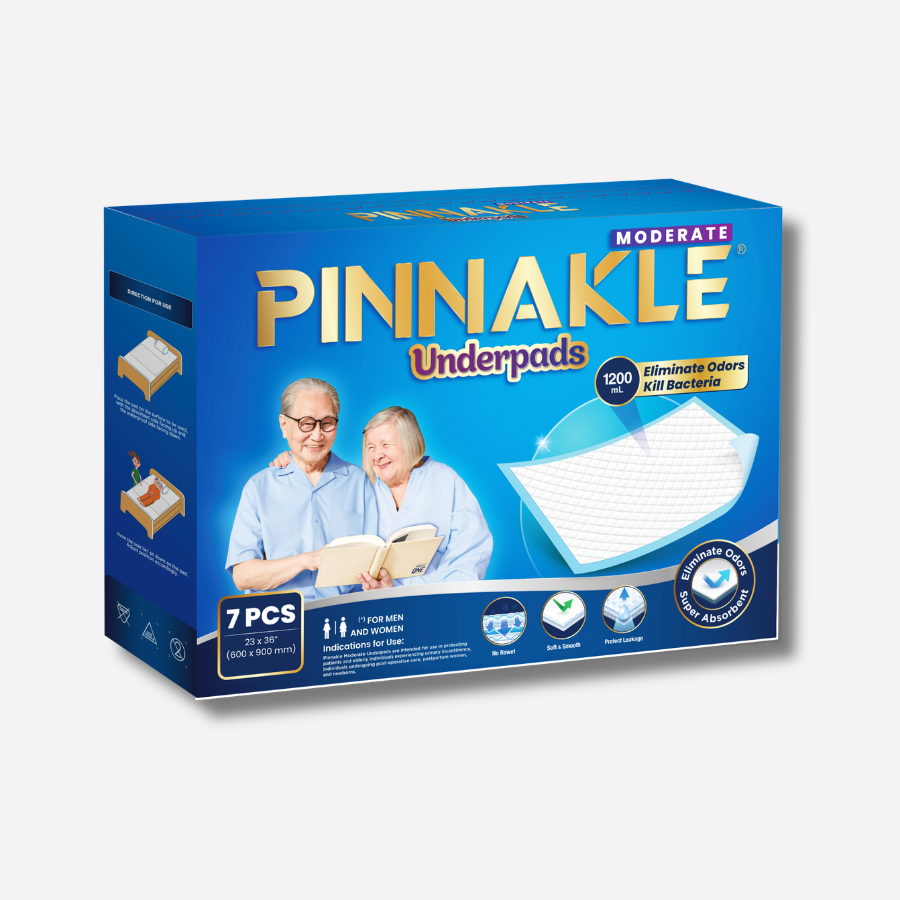 Tấm Đệm Lót Underpad Pinnakle Moderate Size 60x90 cm, Siêu Thấm Hút, Chống Trào Ngược, Khử Mùi Tối Ưu (7 miếng/hộp)
