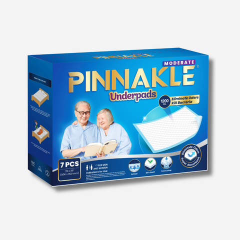 Tấm Đệm Lót Underpad Pinnakle Moderate Size 90x60 cm, Siêu Thấm Hút, Chống Trào Ngược, Khử Mùi Tối Ưu (7 miếng/hộp)