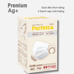 Khẩu Trang Perfetta Premium AG+, 2 Thanh Nẹp Thông Thoáng (40 cái/hộp)