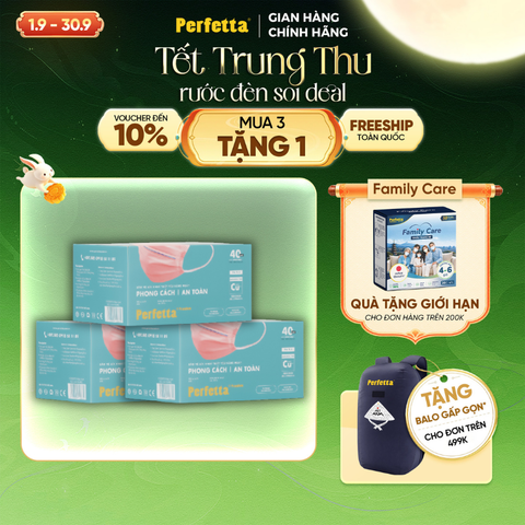 [Mua 3 Tặng 1] Combo 3 Khẩu Trang Y Tế Cao Cấp Perfetta Premium Cu+ 3 lớp, Kháng Khuẩn Nano Đồng, 2 Thanh Nẹp Thông Thoáng (40 cái/hộp)
