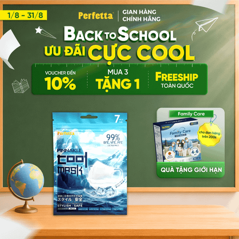 Gói Khẩu Trang Cao Cấp Perfetta Pinnakle Cool Mask Mát Lạnh, Thoáng Mát, Ôm Vừa Vặn, Êm Tai (7 Cái/Gói)