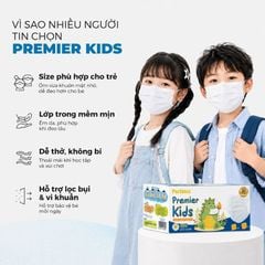 Khẩu Trang Y Tế Trẻ Em Perfetta Premier Kids 3 Lớp, Mềm Mại, Dễ Thở, Êm Tai, Kháng Khuẩn (30 Cái/Hộp)