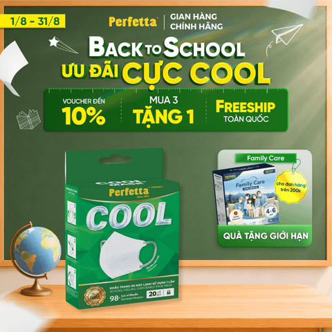 Hộp Khẩu Trang Cao Cấp Perfetta Pinnakle Cool Mask Mát Lạnh, Thoáng Mát, Ôm Vừa Vặn, Êm Tai (20 Cái/Hộp)