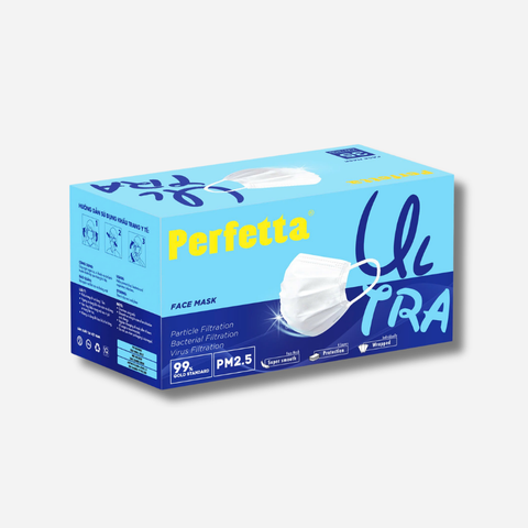 Khẩu trang y tế cao cấp Perfetta Ultra 4 lớp, ngăn ngừa bụi mịn PM 2.5, chống trượt nước, êm tai (35 cái/hộp)