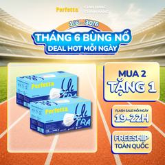 [Mua 2 Tặng 1] Combo 2 Khẩu Trang Y Tế Cao Cấp Perfetta Ultra 4 Lớp, Ngăn Ngừa Bụi Mịn PM 2.5, Chống Trượt Nước, Êm Tai (50 Cái/Hộp)