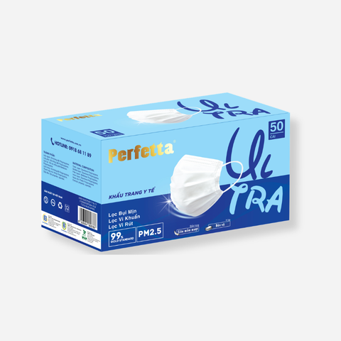 Khẩu Trang Perfetta Ultra Xuất Khẩu, 4 Lớp, Lọc Bụi Mịn Pm2.5 (50 Cái/Hộp)