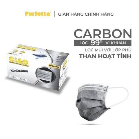 Hộp 40 Cái Khẩu Trang Y Tế Perfetta Ciao 4 Lớp Than Hoạt Tính Khử Mùi Màu Xám