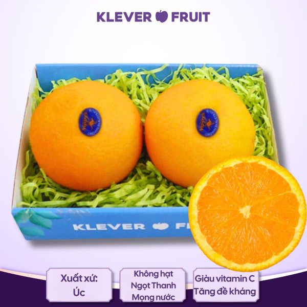Cam Navel Úc - Cam Vàng Úc tại Klever Fruit khay 2 quả