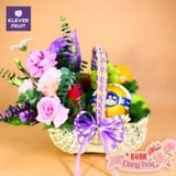  Giỏ Quà 20/10 Trái Cây Mix Hoa Tươi Tone Tím Trang Nhã (Áp dụng tại HN) 