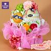 Giỏ Quà 20/10 Trái Cây Nhập Khẩu Mix Hoa Lụa Tone Hồng Sang Trọng | Klever Fruit