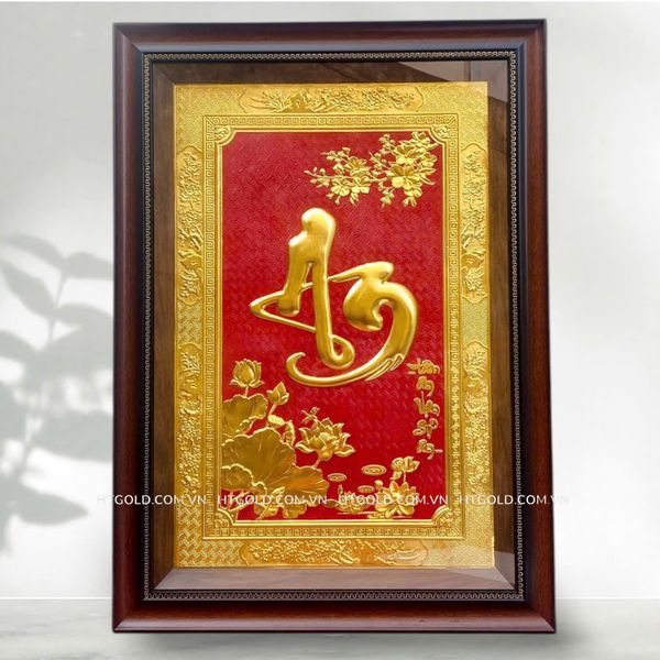 TRANH ĐỒNG CHỮ AN, DÁT VÀNG (70cm*50cm)