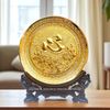 TRANH ĐĨA ĐỒNG CHỮ TÂM MẠ VÀNG 24K (Đk 25cm/ Cao 30cm)