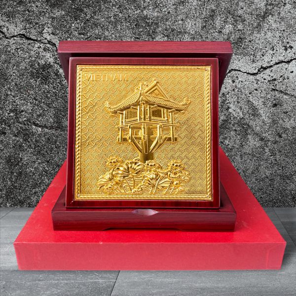 TRANH ĐỒNG CHÙA MỘT CỘT DÁT VÀNG (16cm * 16cm)