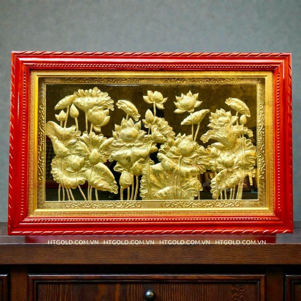 TRANH HOA SEN BẰNG ĐỒNG (72cm*112cm)