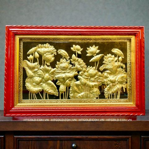 TRANH HOA SEN BẰNG ĐỒNG (72cm*112cm)