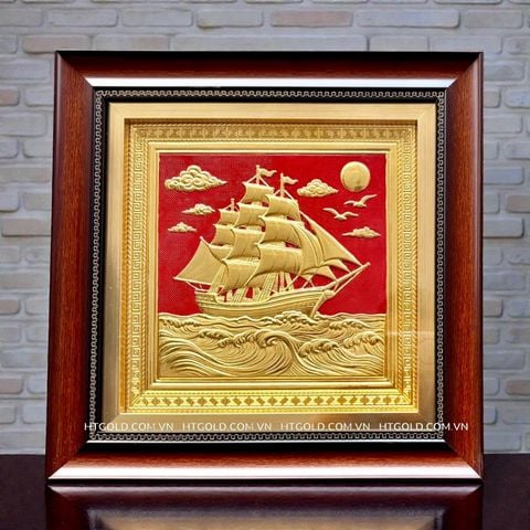 TRANH ĐỒNG THUẬN BUỒM XUÔI GIÓ DÁT VÀNG (40cm*40cm)