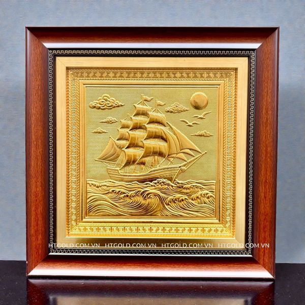 TRANH ĐỒNG THUẬN BUỒM XUÔI GIÓ DÁT VÀNG (40cm*40cm)