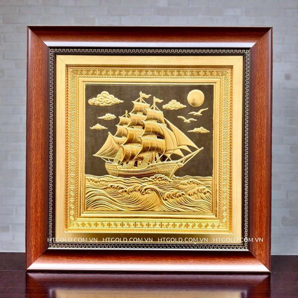 TRANH ĐỒNG THUẬN BUỒM XUÔI GIÓ DÁT VÀNG (40cm*40cm)