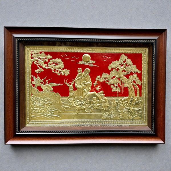 TRANH MỪNG THỌ CỤ ÔNG BẰNG ĐỒNG (40cm*55cm)