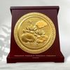 QUÀ TẶNG TRANH ĐỒNG HOA SEN, DÁT VÀNG (Kích thước 23cm)
