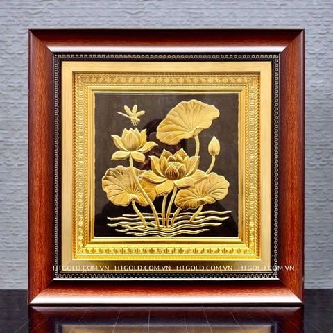 TRANH HOA SEN BẰNG ĐỒNG, DÁT VÀNG (40cm*40cm)