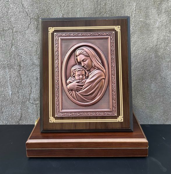 QUÀ TẶNG CÔNG GIÁO - TRANH ĐỒNG ĐỨC MẸ MARIA BẾ CHÚA GIÊSU (20cm * 25cm)