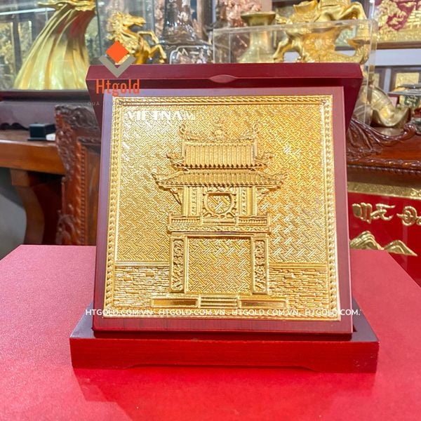 TRANH ĐỒNG KHUÊ VĂN CÁC (VĂN MIẾU) - DÁT VÀNG (Kích thước 23cm)