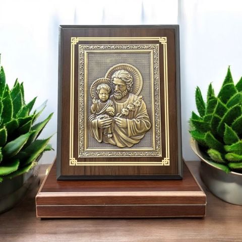 QUÀ TẶNG CÔNG GIÁO - TRANH ĐỒNG THÁNH GIUSE BẾ CHÚA GIÊSU (20cm * 25cm)