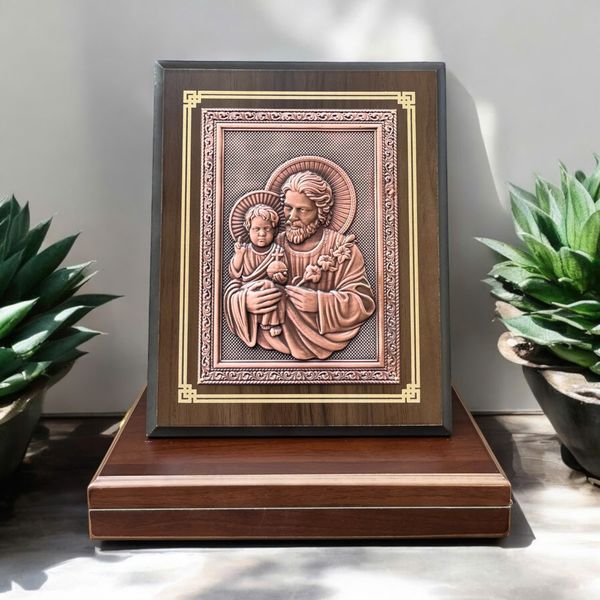 QUÀ TẶNG CÔNG GIÁO - TRANH ĐỒNG THÁNH GIUSE BẾ CHÚA GIÊSU (20cm * 25cm)