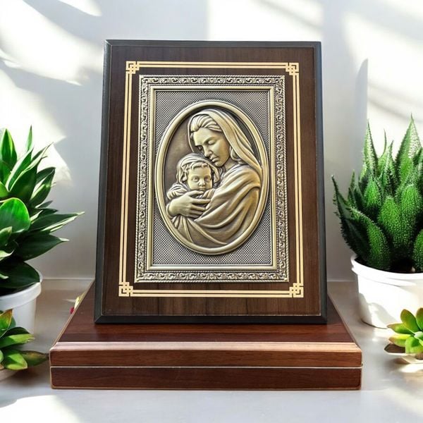 QUÀ TẶNG CÔNG GIÁO - TRANH ĐỒNG ĐỨC MẸ MARIA BẾ CHÚA GIÊSU (20cm * 25cm)